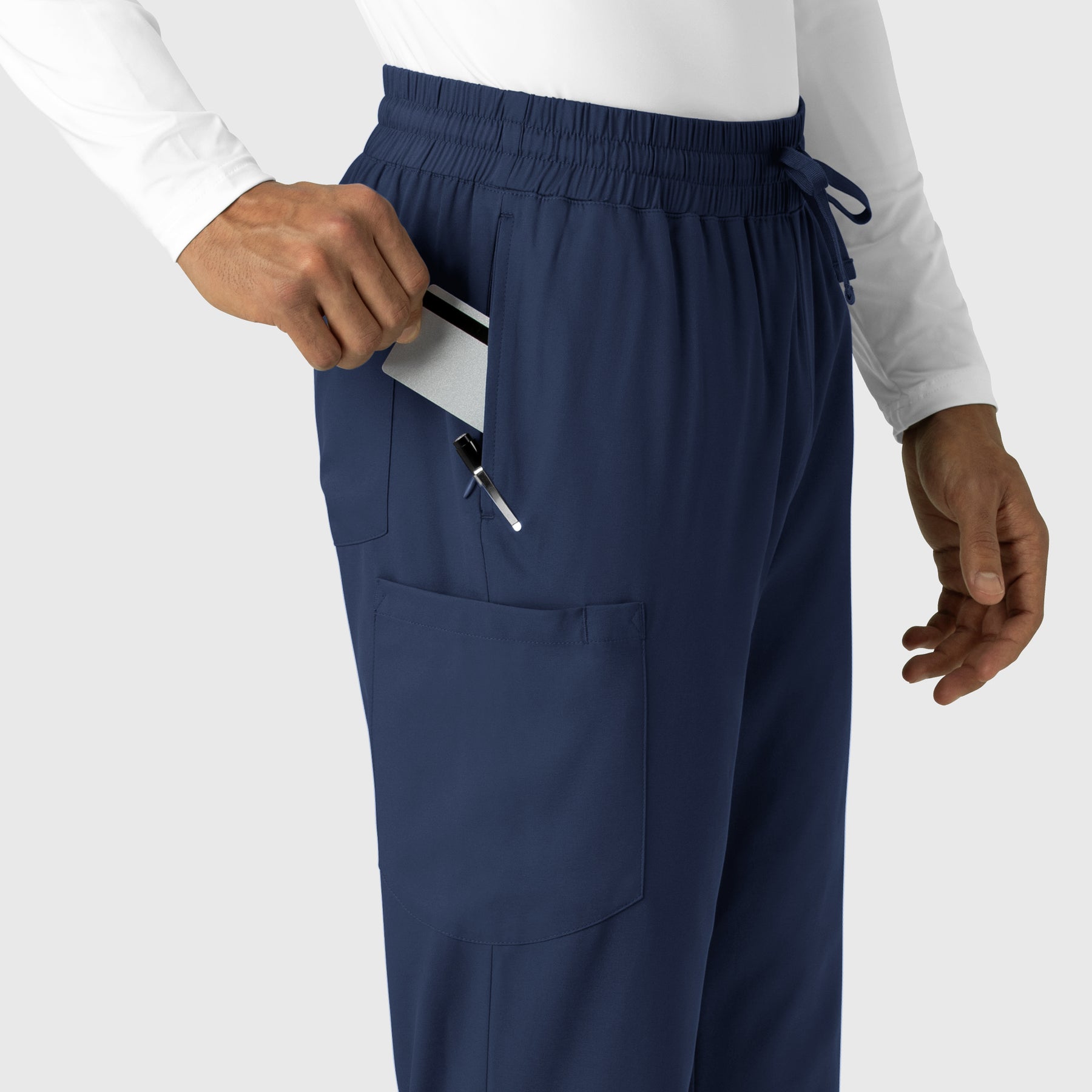 Boundless Men's Straight Leg Scrub Pant Navy front detail
