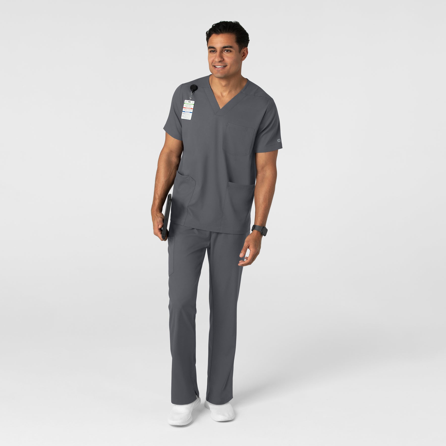 Boundless Men's Straight Leg Scrub Pant Pewter full scrub set