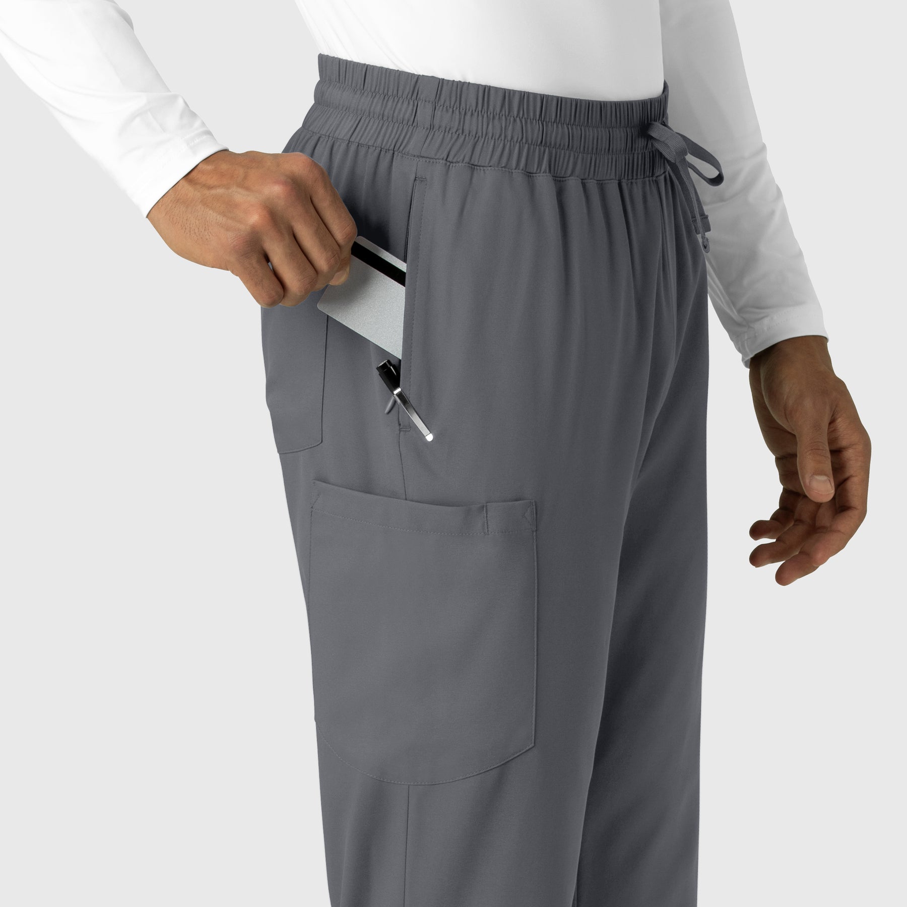 Boundless Men's Straight Leg Scrub Pant Pewter front detail