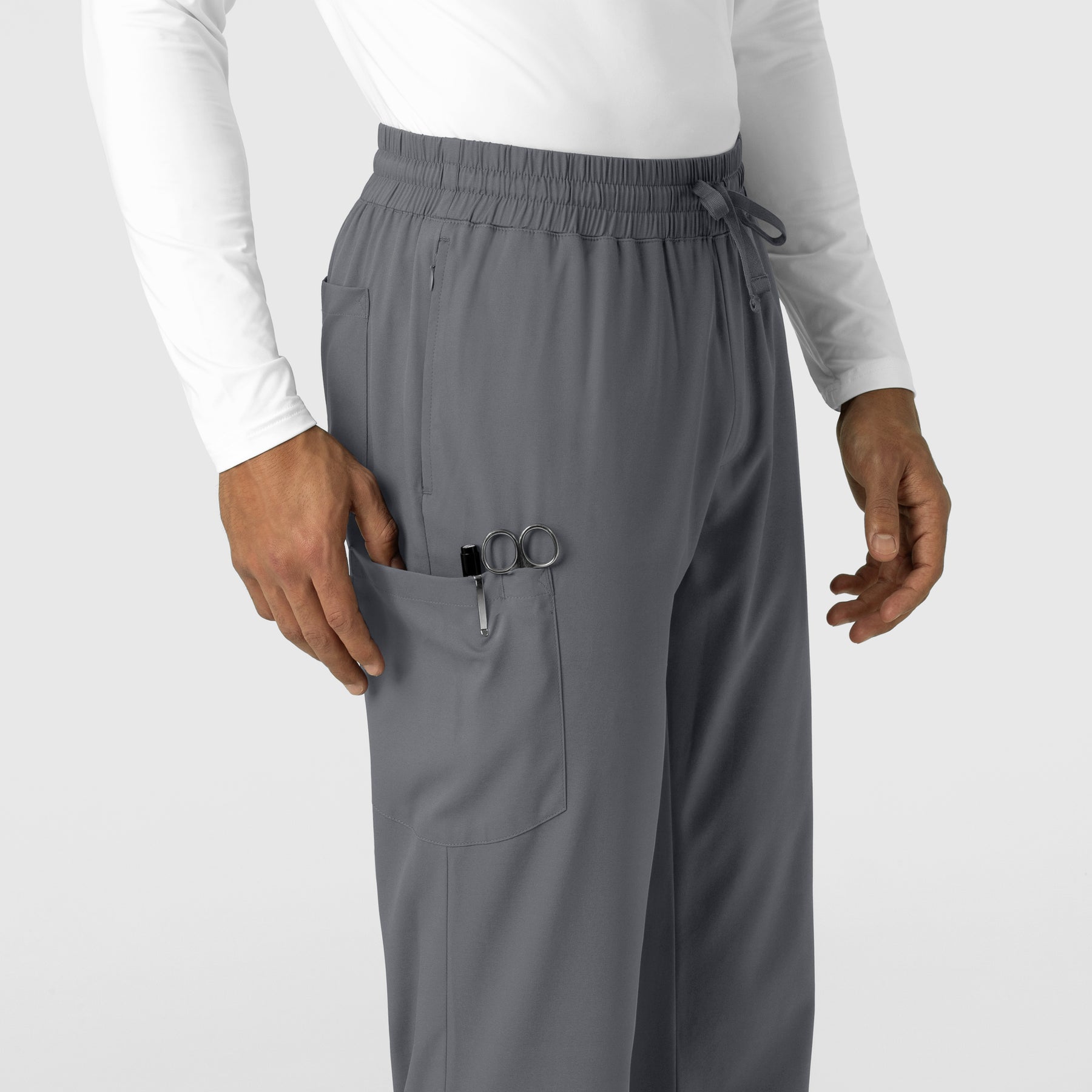 Boundless Men's Straight Leg Scrub Pant Pewter hemline detail