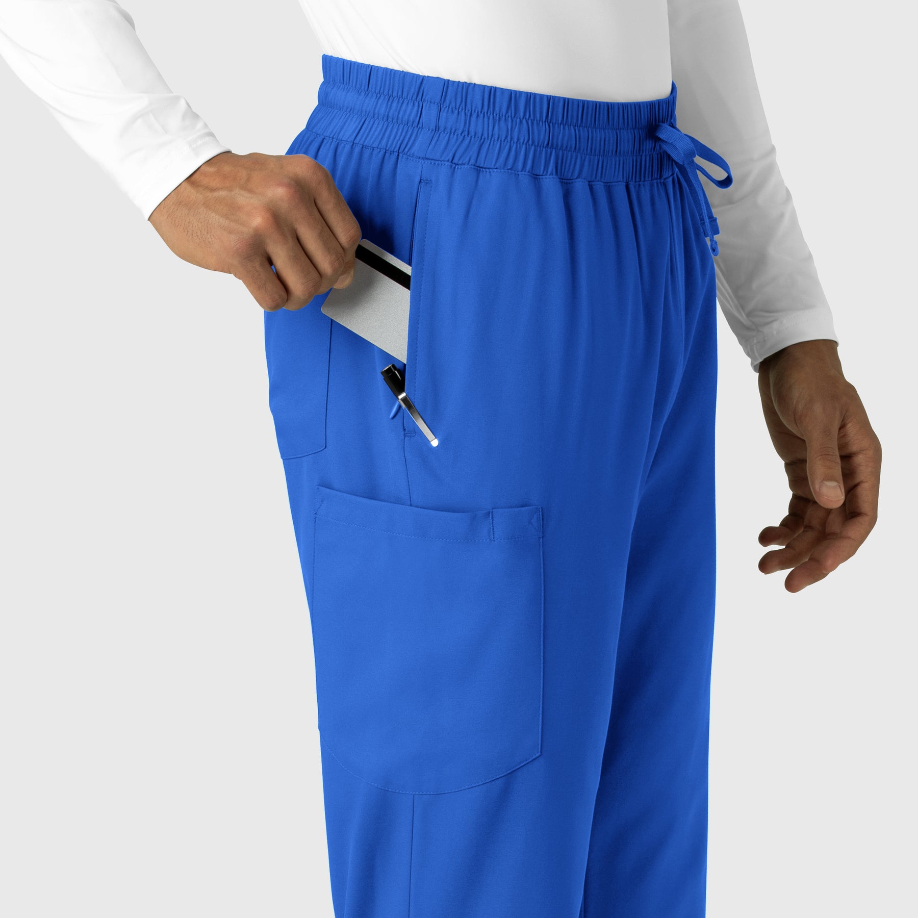 Boundless Men's Straight Leg Scrub Pant Royal front detail