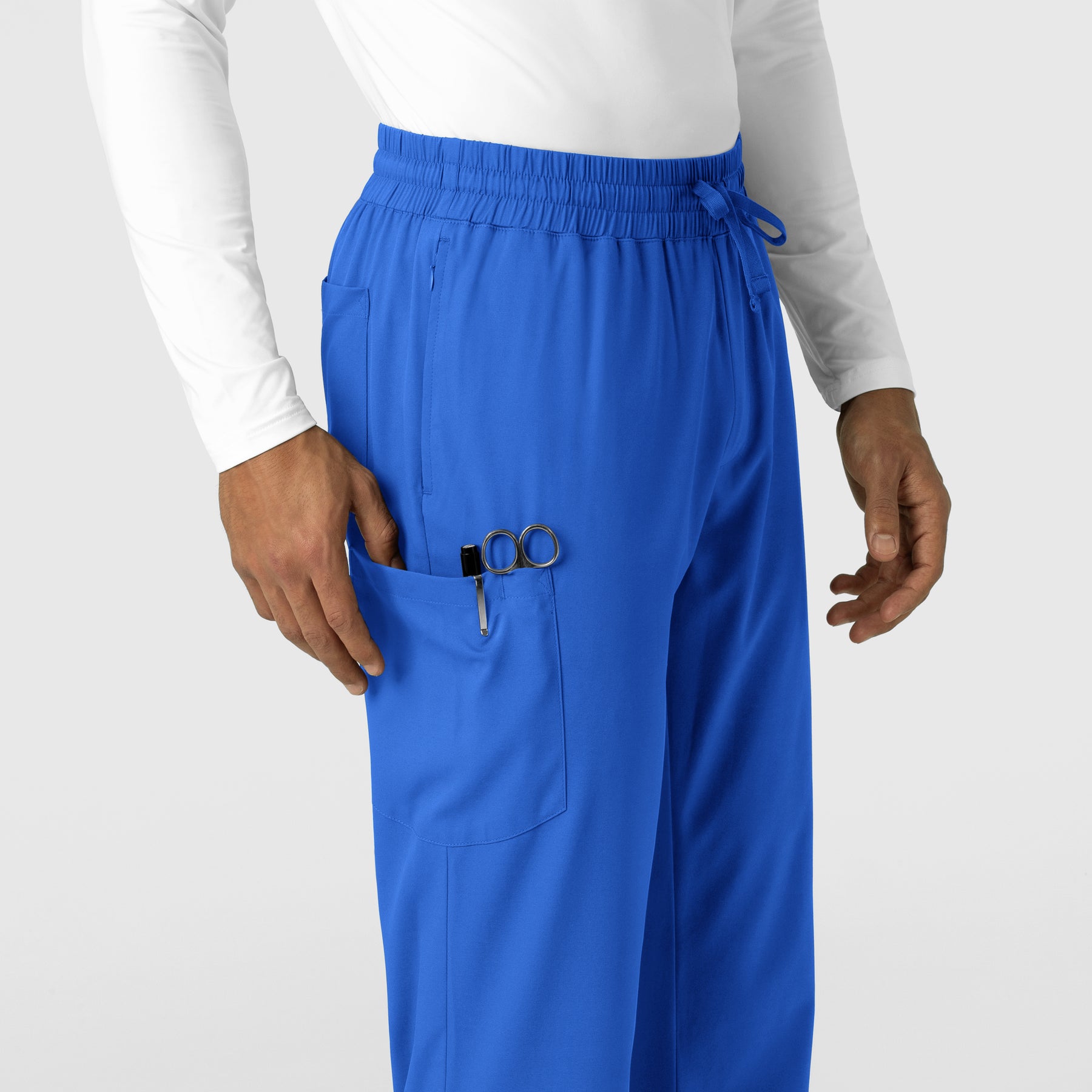 Boundless Men's Straight Leg Scrub Pant Royal hemline detail