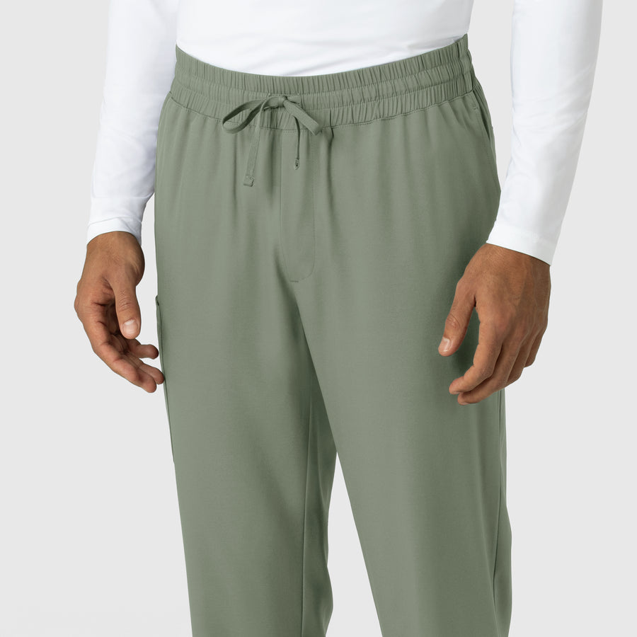 Boundless Men's Straight Leg Scrub Pant Sage side detail 1