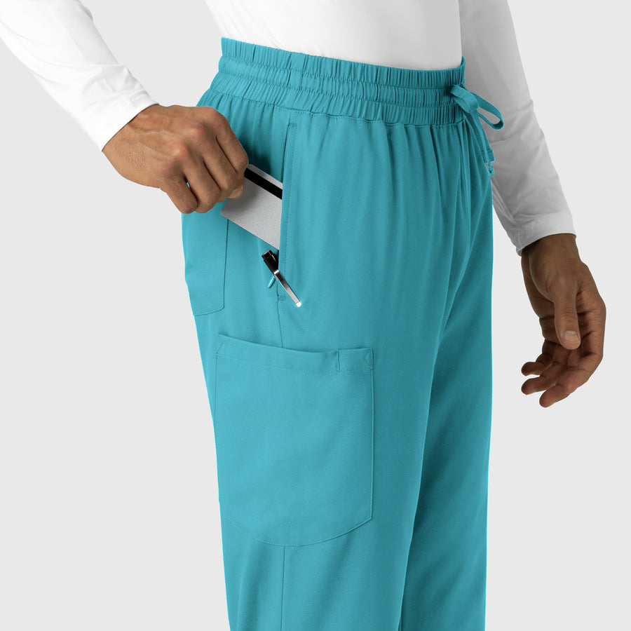 Boundless Men's Straight Leg Scrub Pant Teal front detail