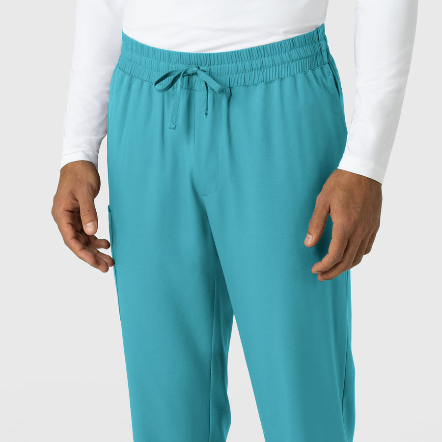 Boundless Men's Straight Leg Scrub Pant Teal side detail 1