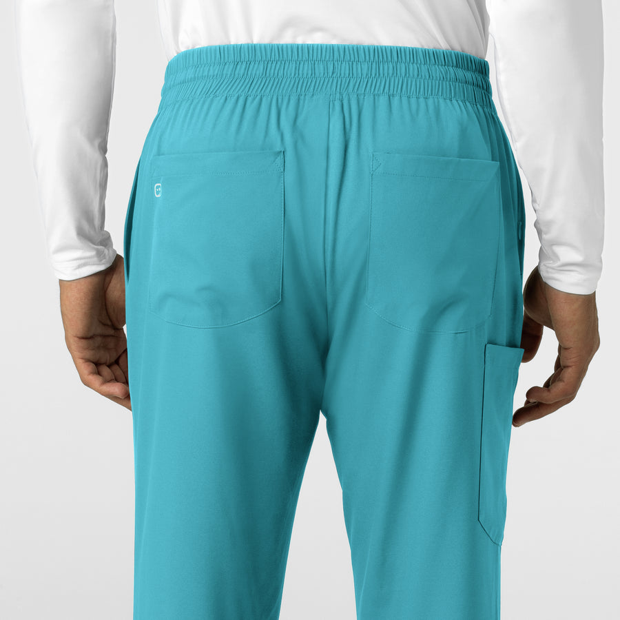 Boundless Men's Straight Leg Scrub Pant Teal side detail 2