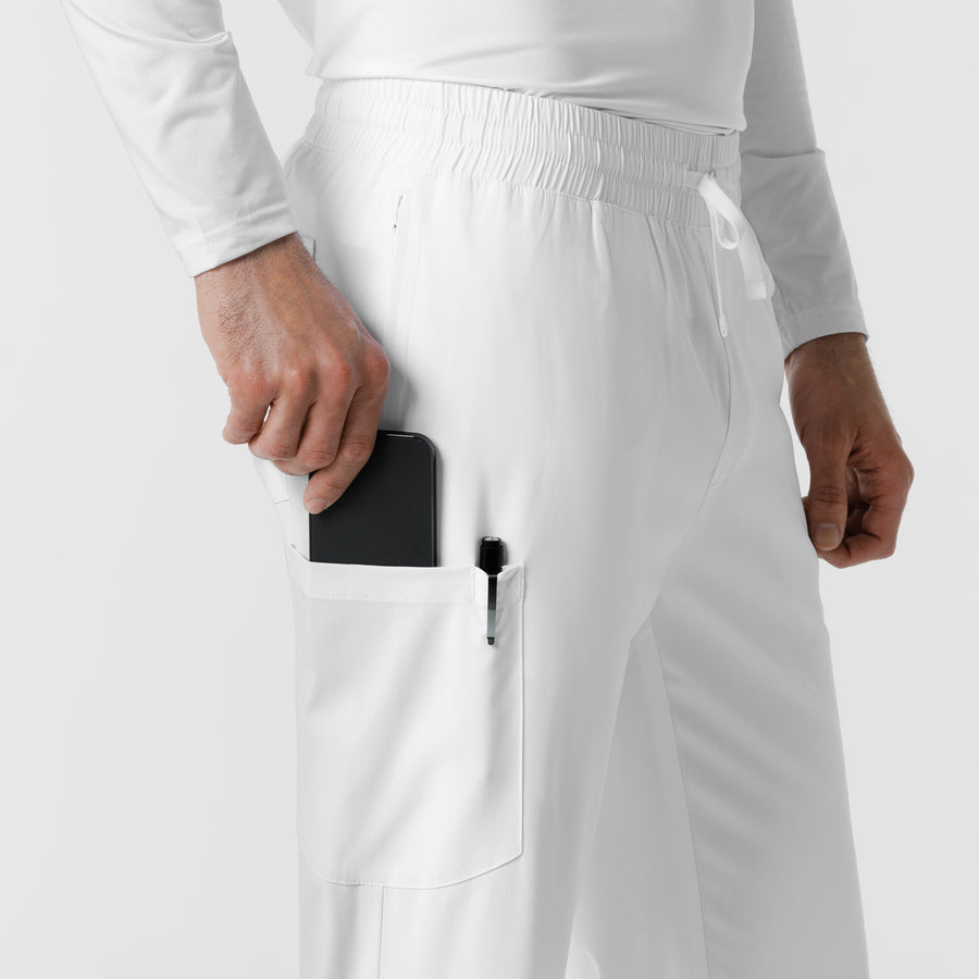 Boundless Men's Straight Leg Scrub Pant White side detail 2