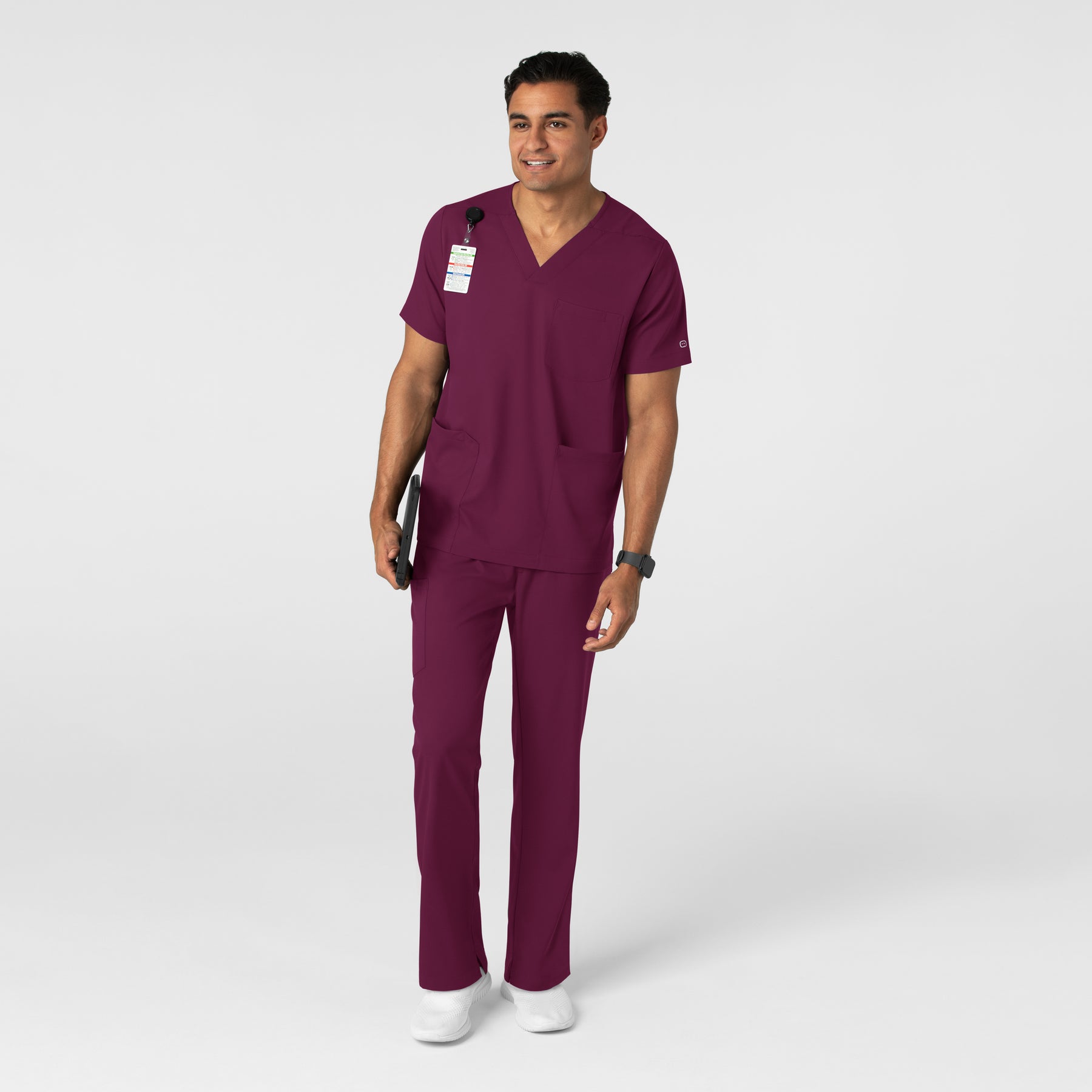 Boundless Men's Straight Leg Scrub Pant Wine full scrub set