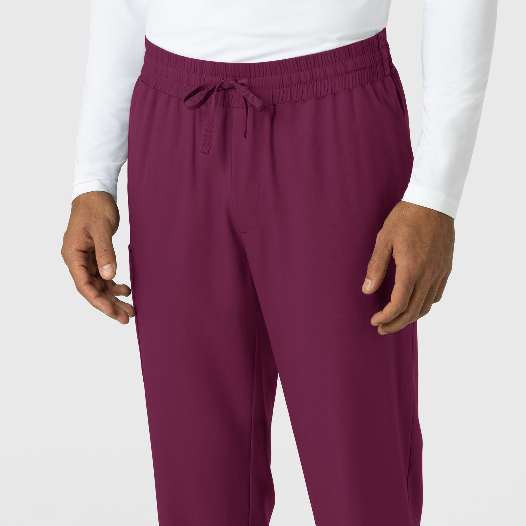 Boundless Men's Straight Leg Scrub Pant Wine side detail 1