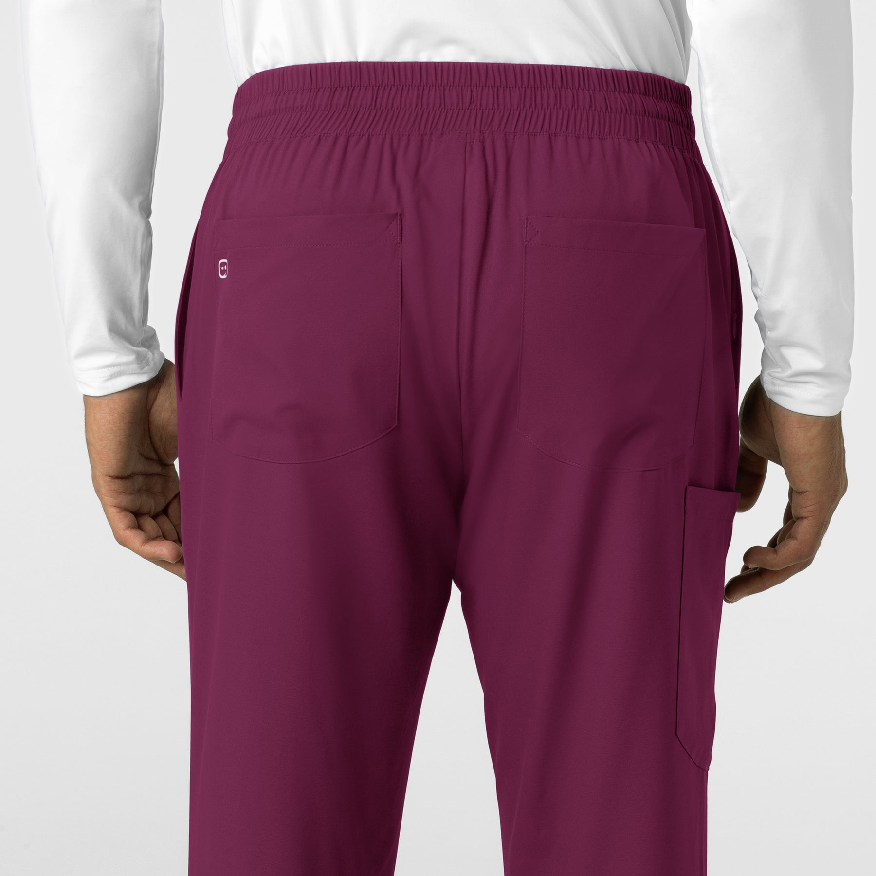 Boundless Men's Straight Leg Scrub Pant Wine side detail 2