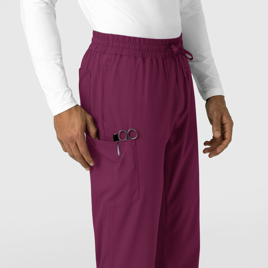 Boundless Men's Straight Leg Scrub Pant Wine hemline detail