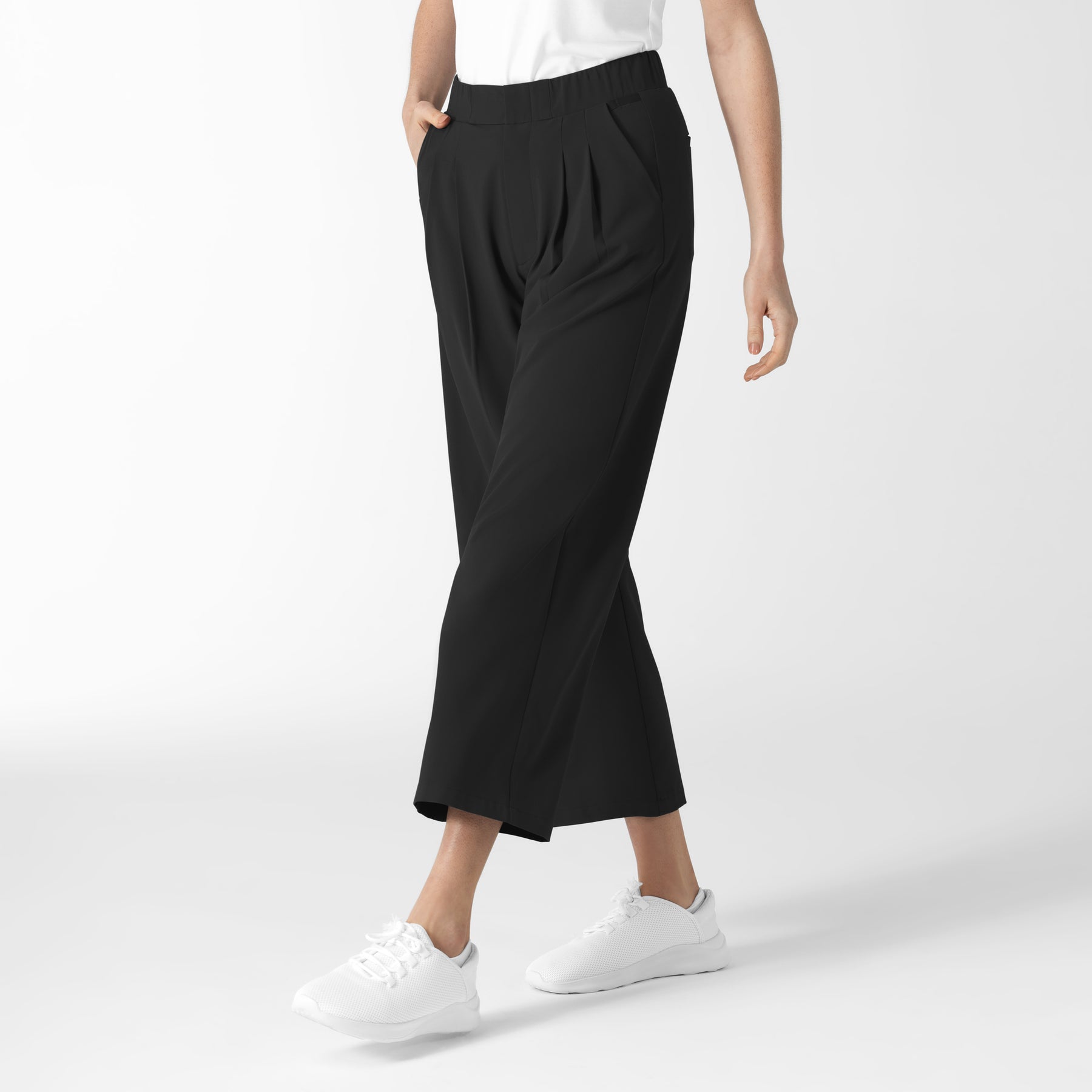 RENEW Edit Women's Cropped Wide Leg Scrub Trouser Black side view