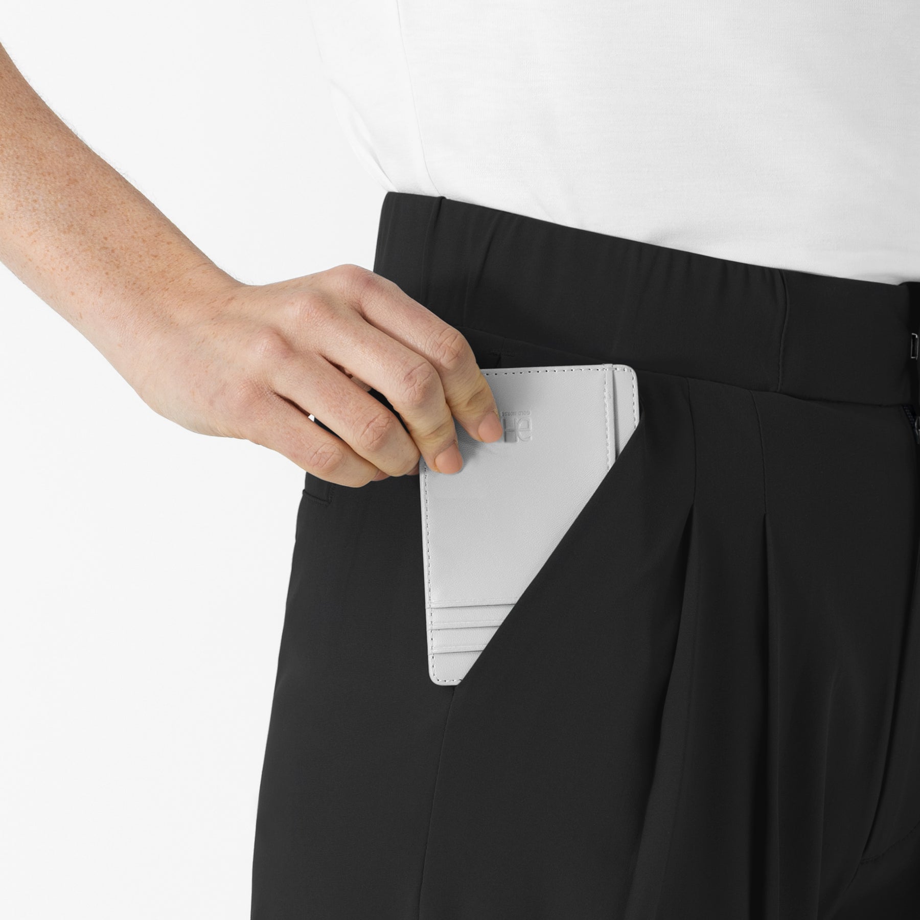 RENEW Edit Women's Cropped Wide Leg Scrub Trouser Black side detail 1