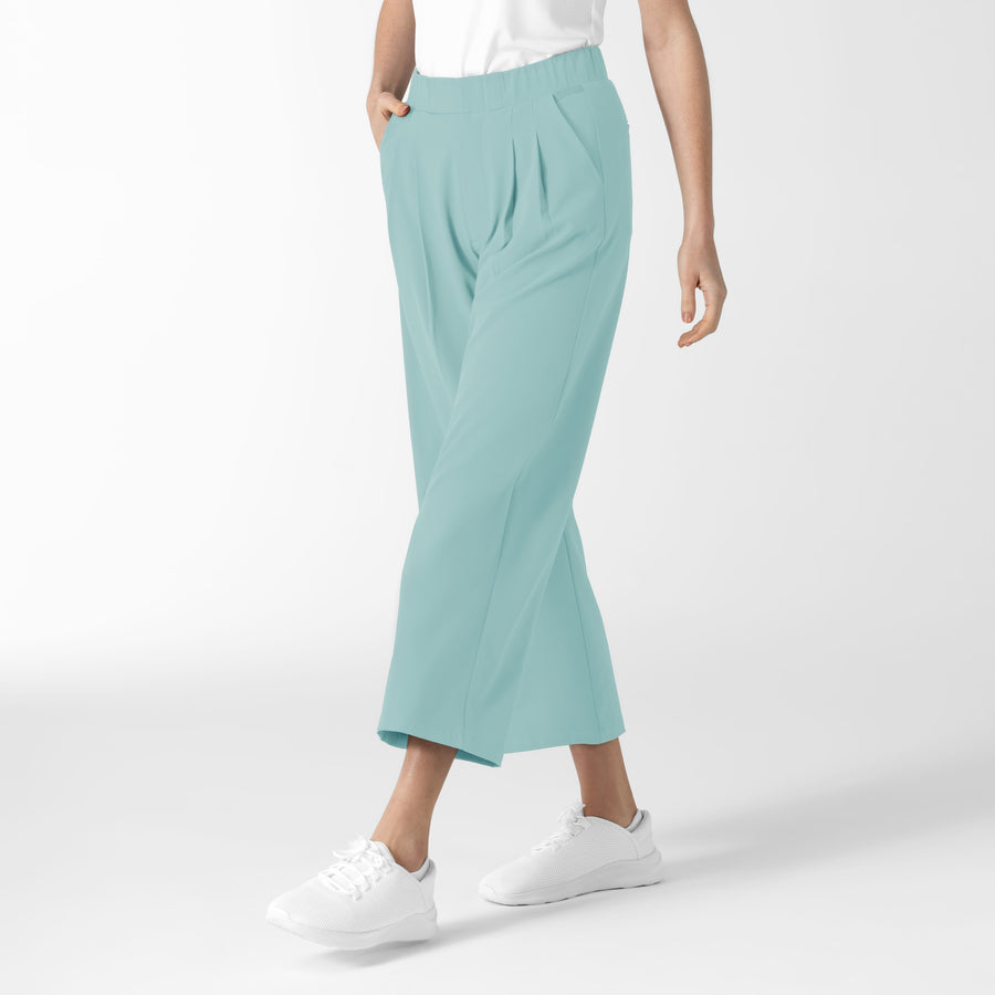 RENEW Edit Women's Cropped Wide Leg Scrub Trouser Coastal Blue side view