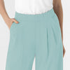RENEW Edit Women's Cropped Wide Leg Scrub Trouser Coastal Blue hemline detail