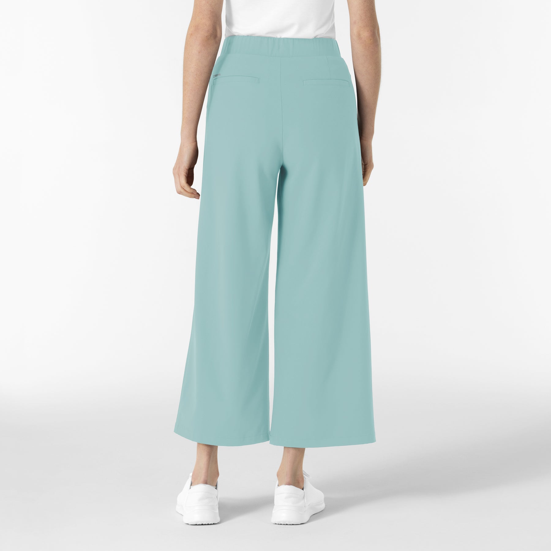 RENEW Edit Women's Cropped Wide Leg Scrub Trouser Coastal Blue back view