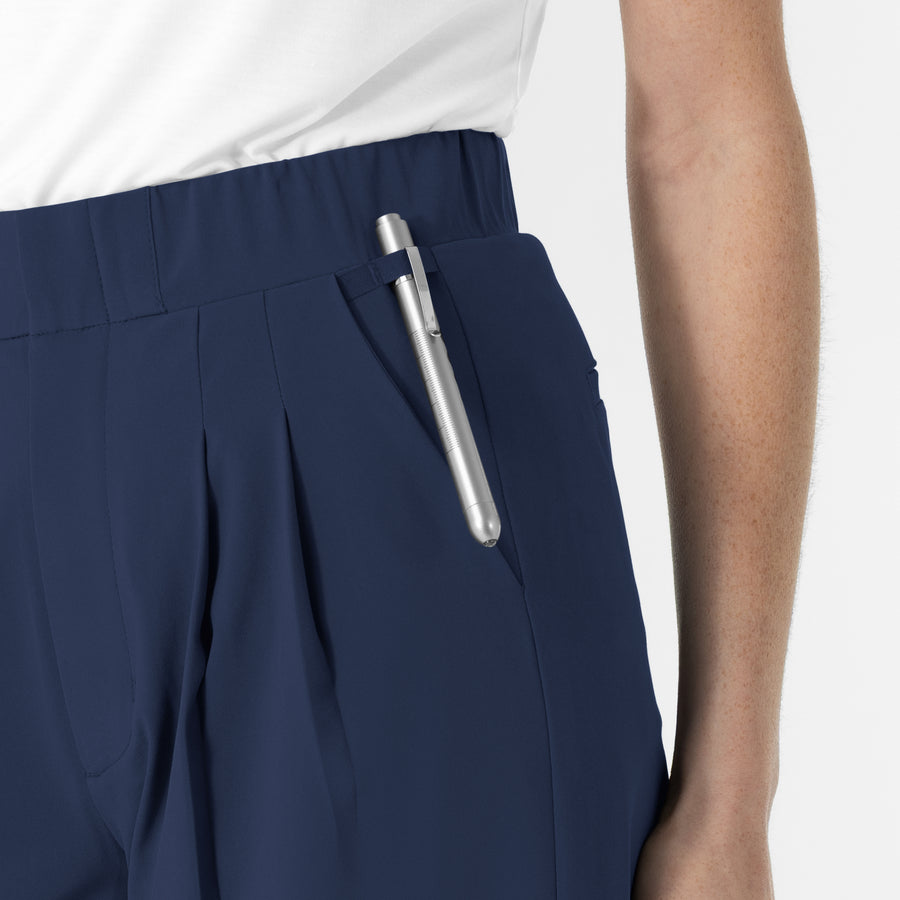 RENEW Edit Women's Cropped Wide Leg Scrub Trouser Navy front detail