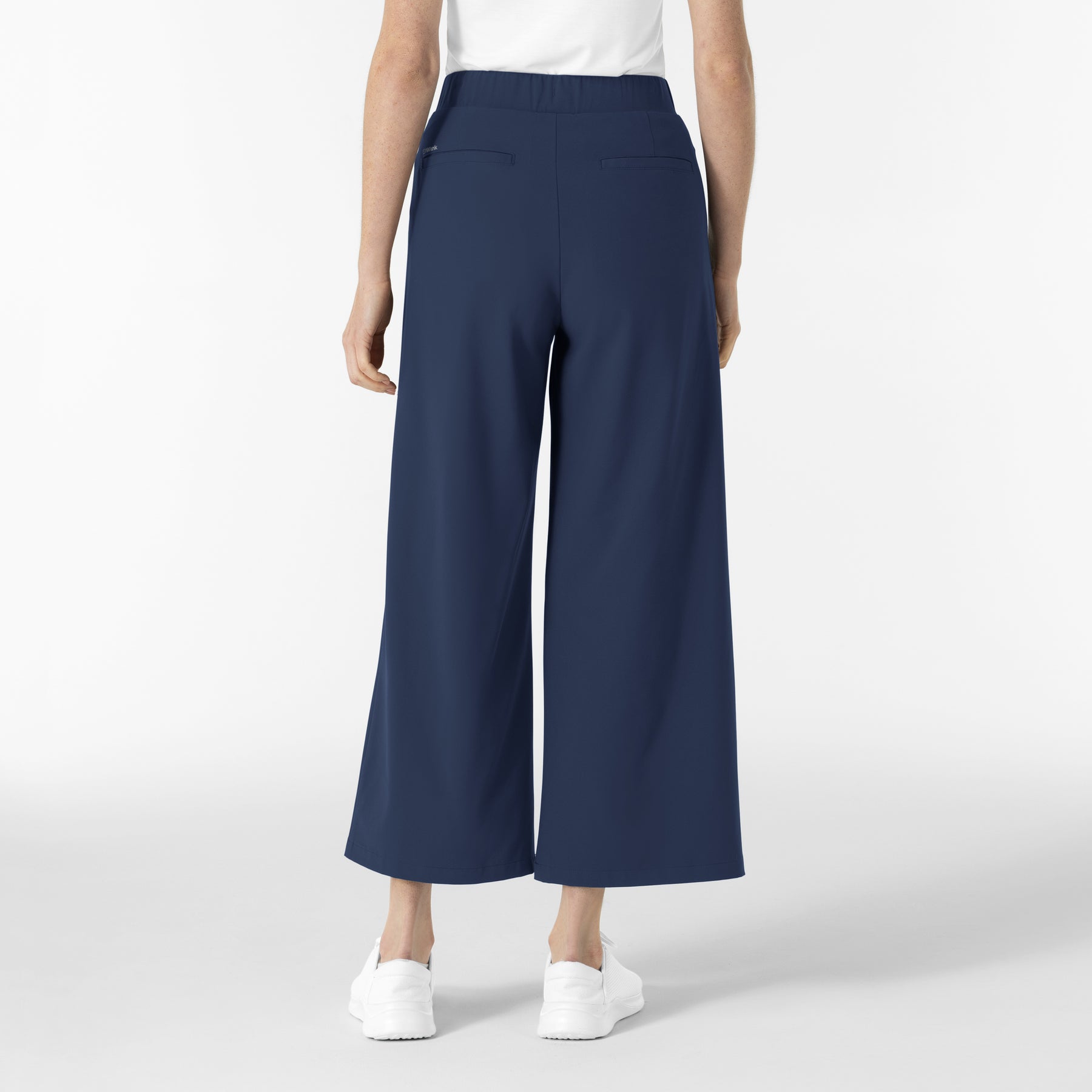 RENEW Edit Women's Cropped Wide Leg Scrub Trouser Navy back view