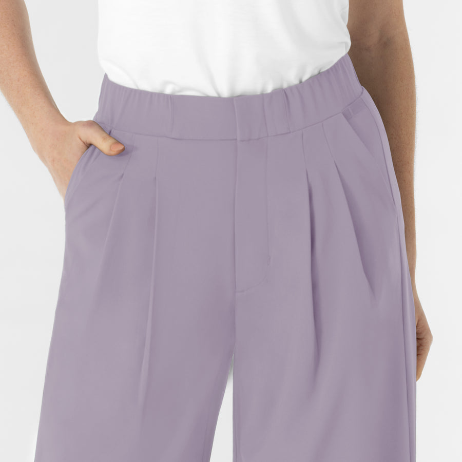 RENEW Edit Women's Cropped Wide Leg Scrub Trouser Wisteria hemline detail
