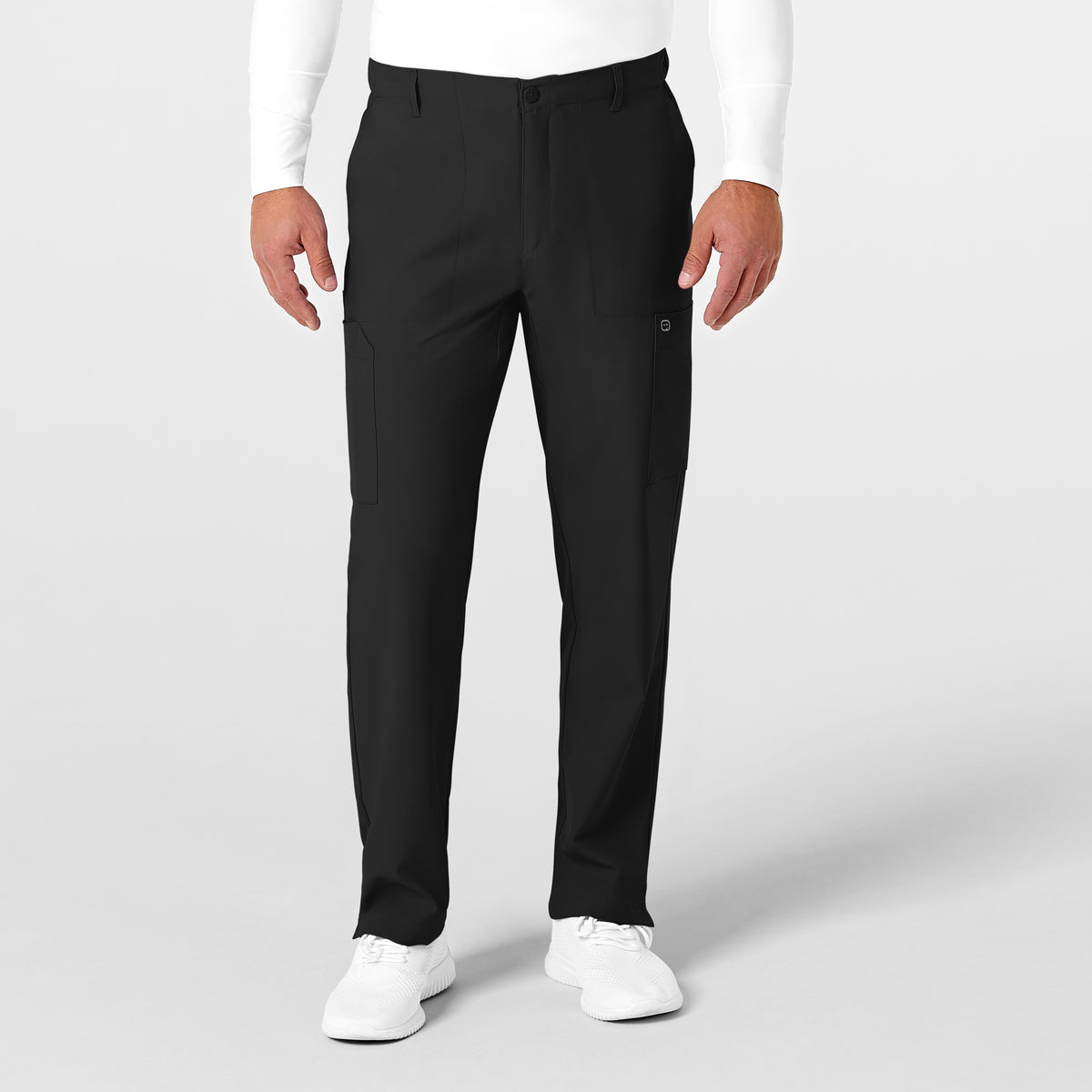 Wink W123 Men's Flat Front Cargo Scrub Pant Black