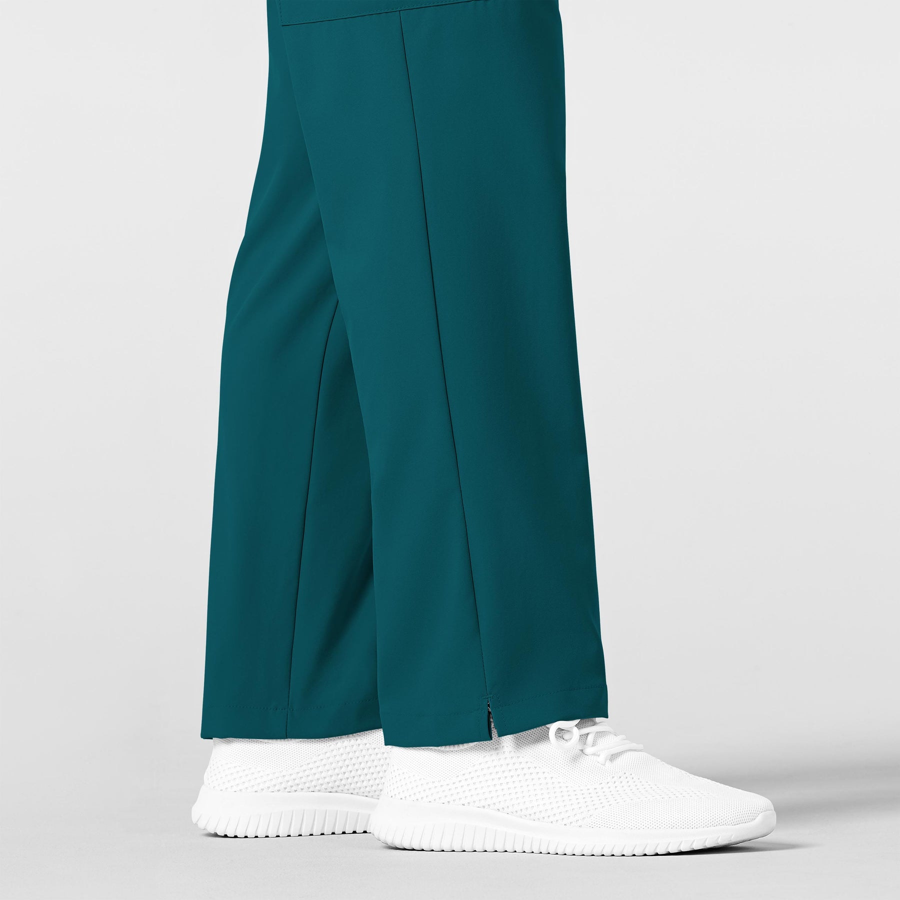 W123 Men's Flat Front Cargo Scrub Pant Caribbean Blue hemline detail