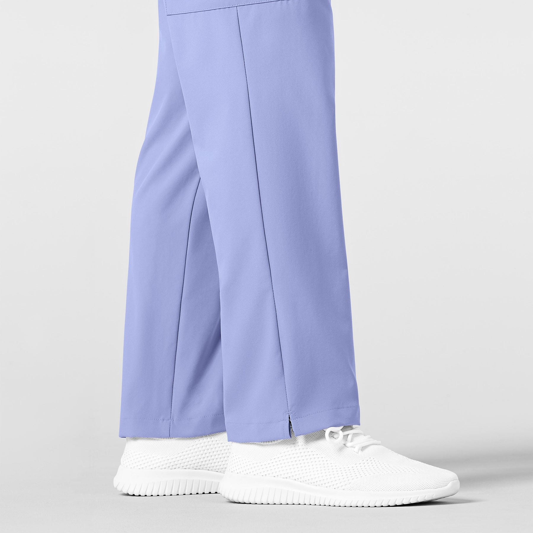 W123 Men's Flat Front Cargo Scrub Pant Ceil Blue hemline detail