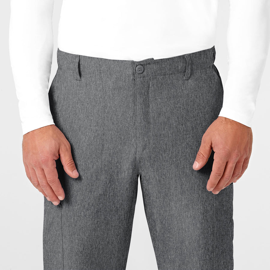 W123 Men's Flat Front Cargo Scrub Pant Charcoal Heather front detail