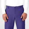 W123 Men's Flat Front Cargo Scrub Pant Grape front detail