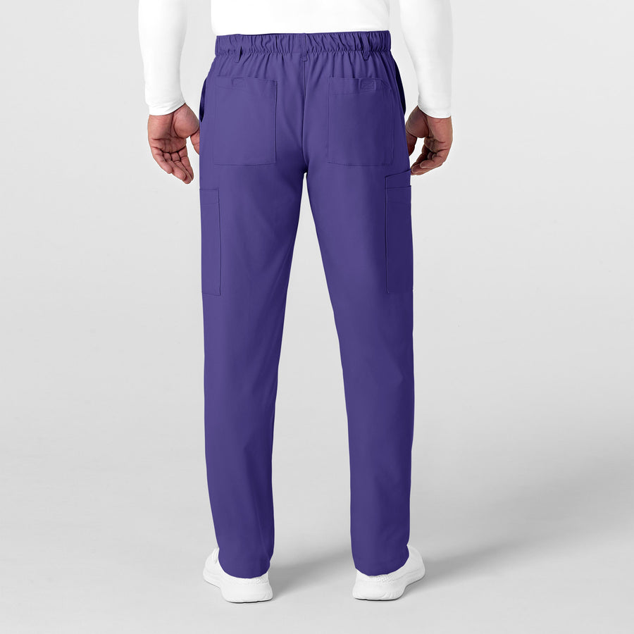 W123 Men's Flat Front Cargo Scrub Pant Grape back view