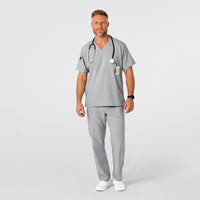 W123 Men's Flat Front Cargo Scrub Pant Grey scrub set