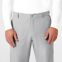 W123 Men's Flat Front Cargo Scrub Pant Grey front detail