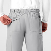 W123 Men's Flat Front Cargo Scrub Pant Grey back detail