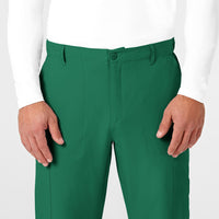 W123 Men's Flat Front Cargo Scrub Pant Hunter front detail