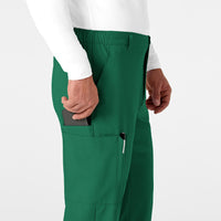 W123 Men's Flat Front Cargo Scrub Pant Hunter side detail 1