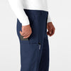 W123 Men's Flat Front Cargo Scrub Pant Navy side detail 1