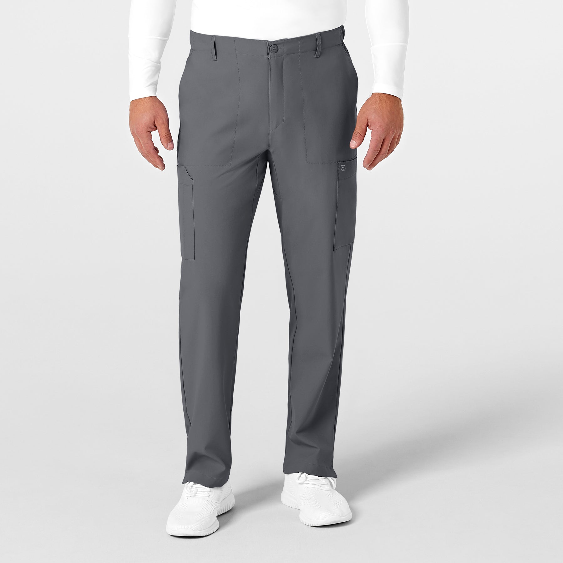 Wink W123 Men's Flat Front Cargo Scrub Pant Pewter
