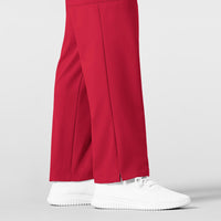 W123 Men's Flat Front Cargo Scrub Pant Red hemline detail