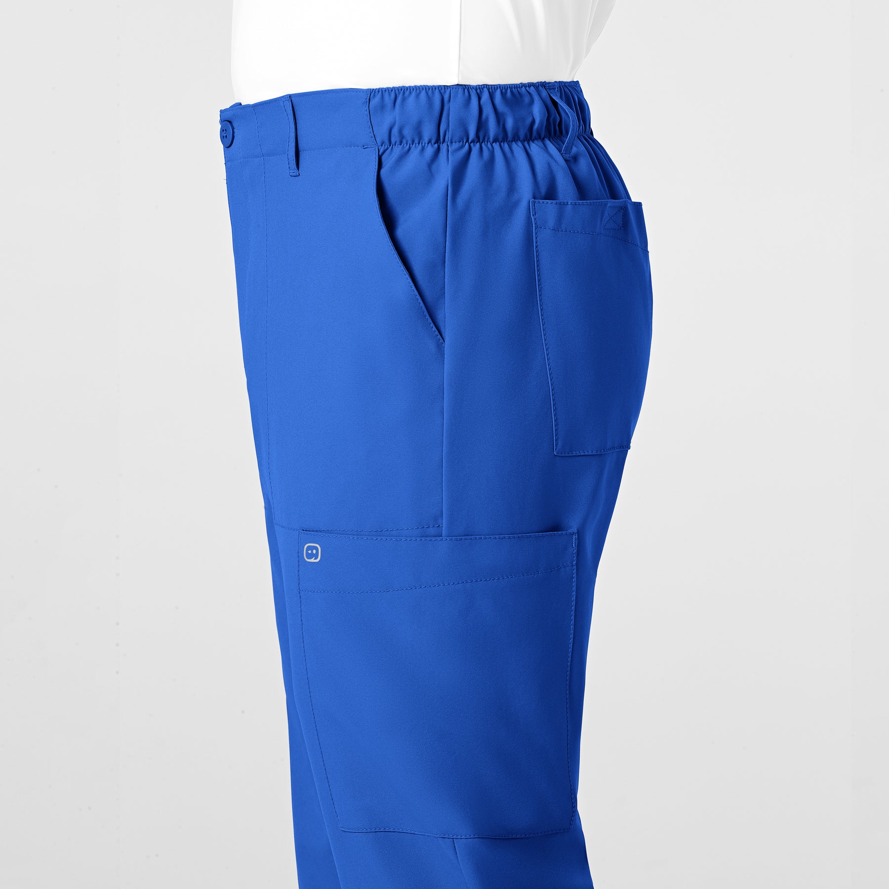 W123 Men's Flat Front Cargo Scrub Pant Royal side detail 2