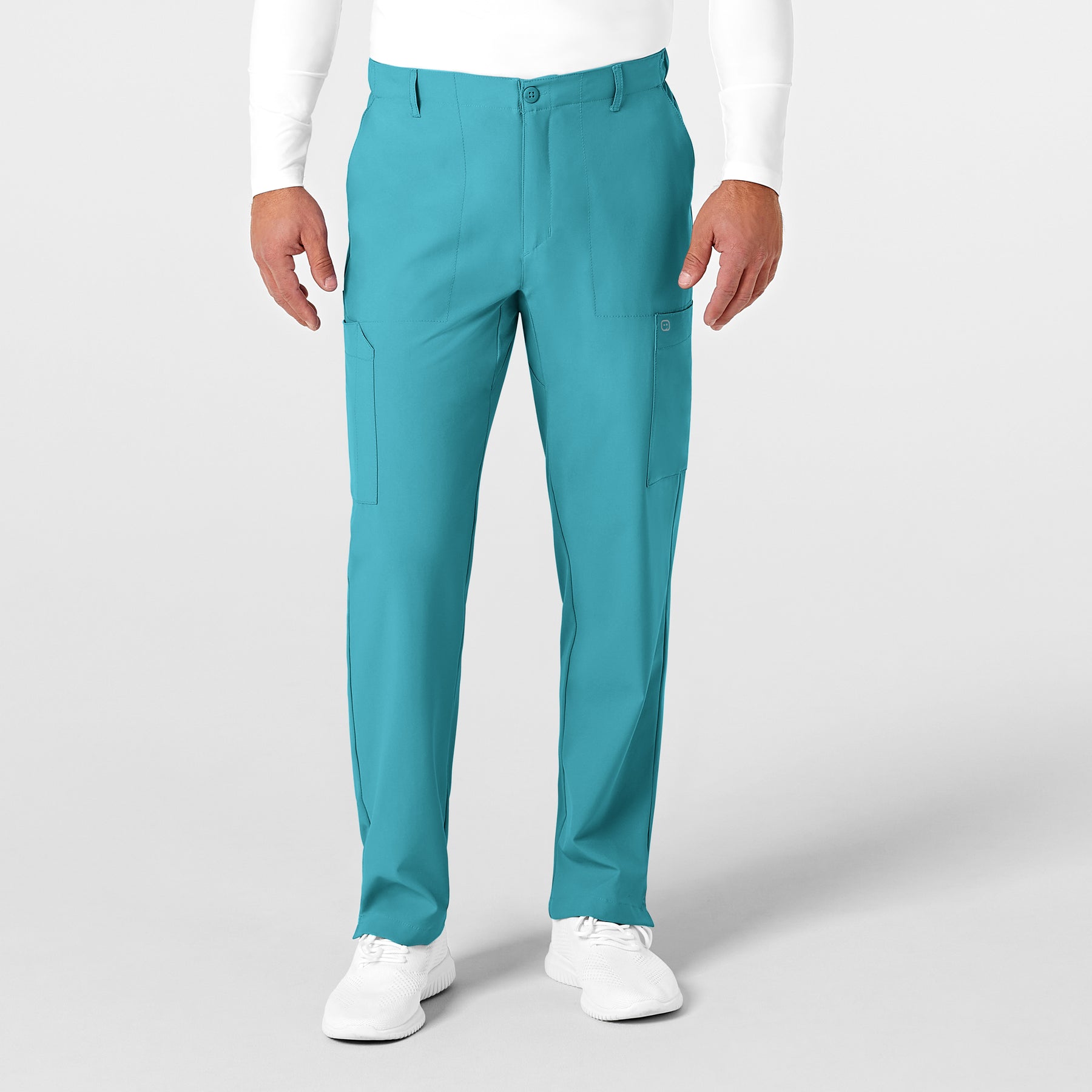 Wink W123 Men's Flat Front Cargo Scrub Pant Teal Blue