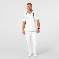 W123 Men's Flat Front Cargo Scrub Pant White scrub set