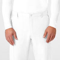 W123 Men's Flat Front Cargo Scrub Pant White front detail