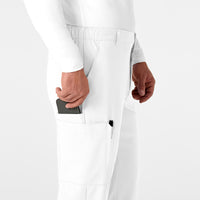 W123 Men's Flat Front Cargo Scrub Pant White side detail 1