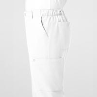 W123 Men's Flat Front Cargo Scrub Pant White side detail 2