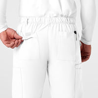 W123 Men's Flat Front Cargo Scrub Pant White back detail