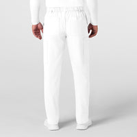 W123 Men's Flat Front Cargo Scrub Pant White back view