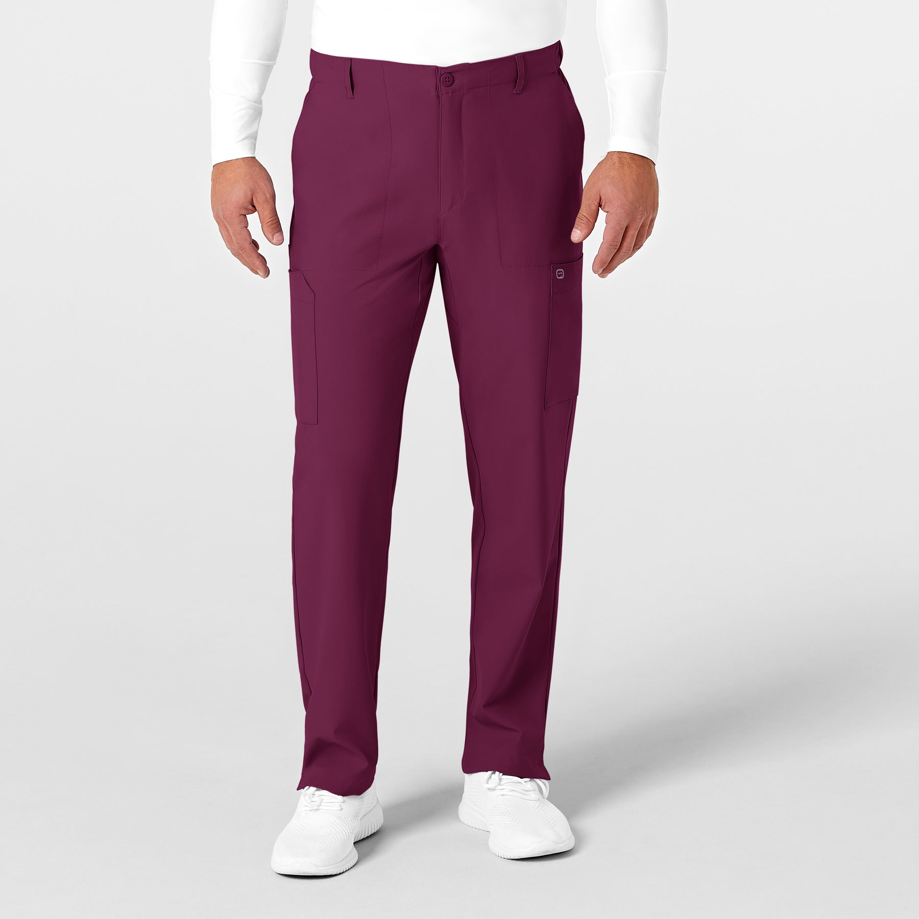 Wink W123 Men's Flat Front Cargo Scrub Pant Wine