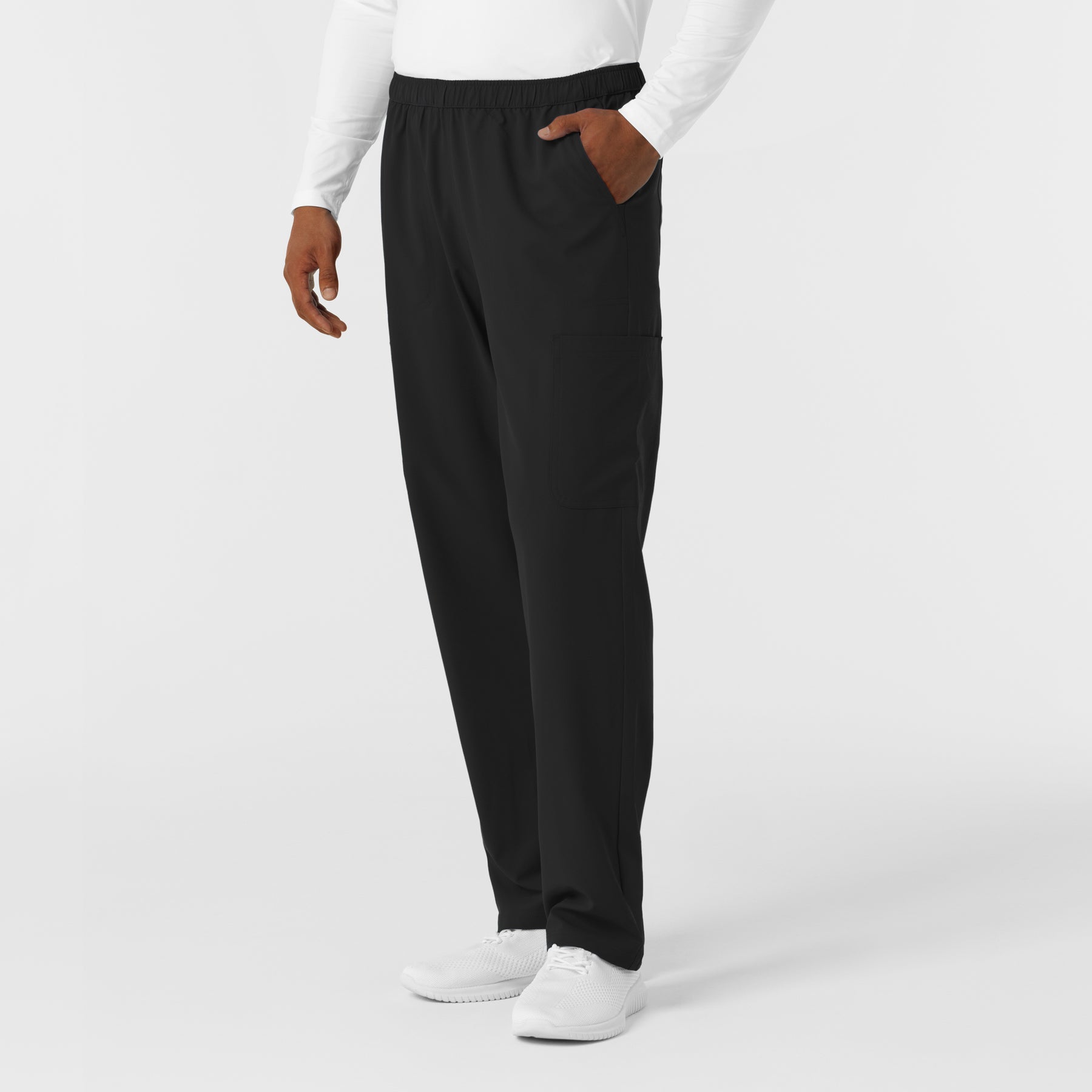 NURTUR Men's Straight Leg Cargo Scrub Pant Black side view