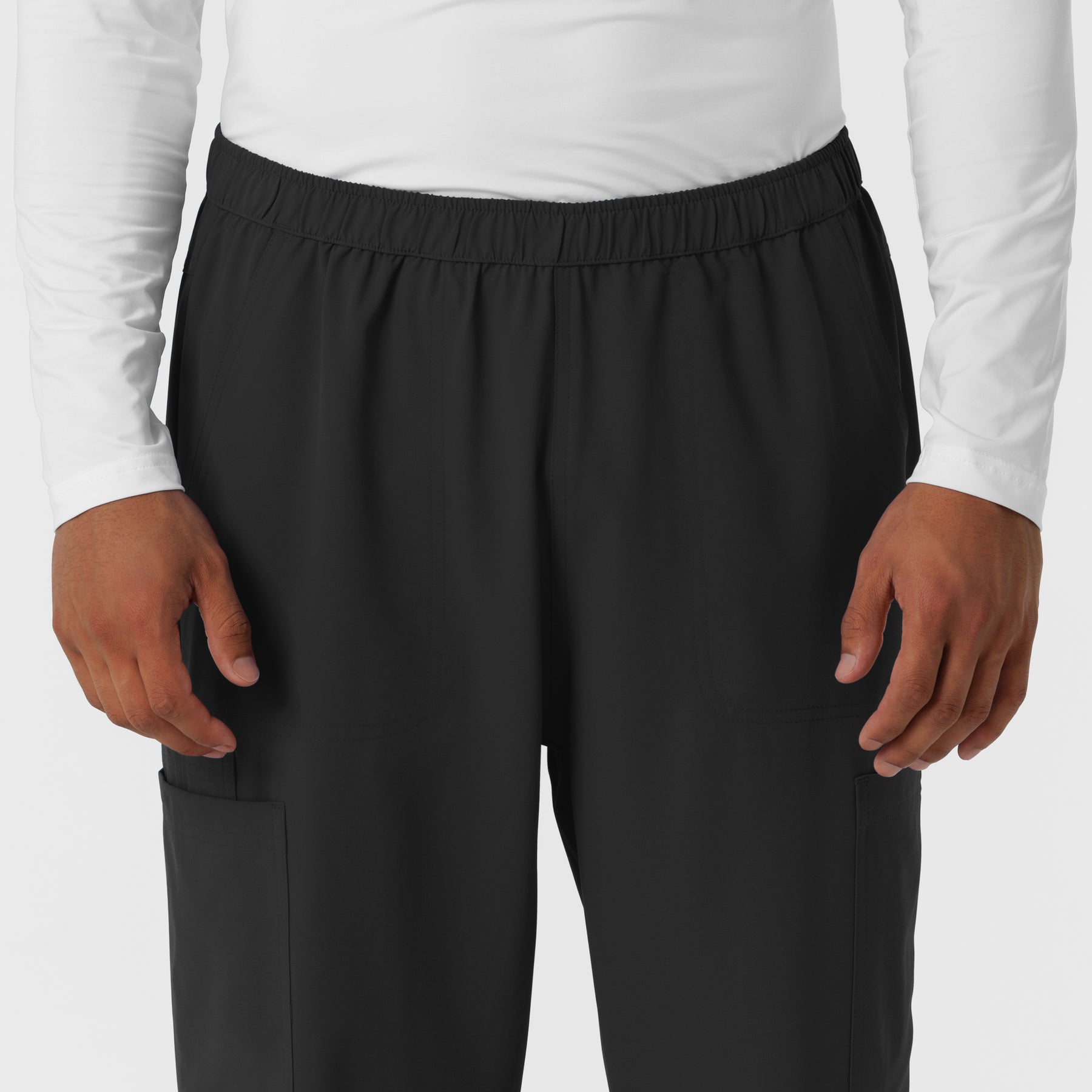 NURTUR Men's Straight Leg Cargo Scrub Pant Black front detail