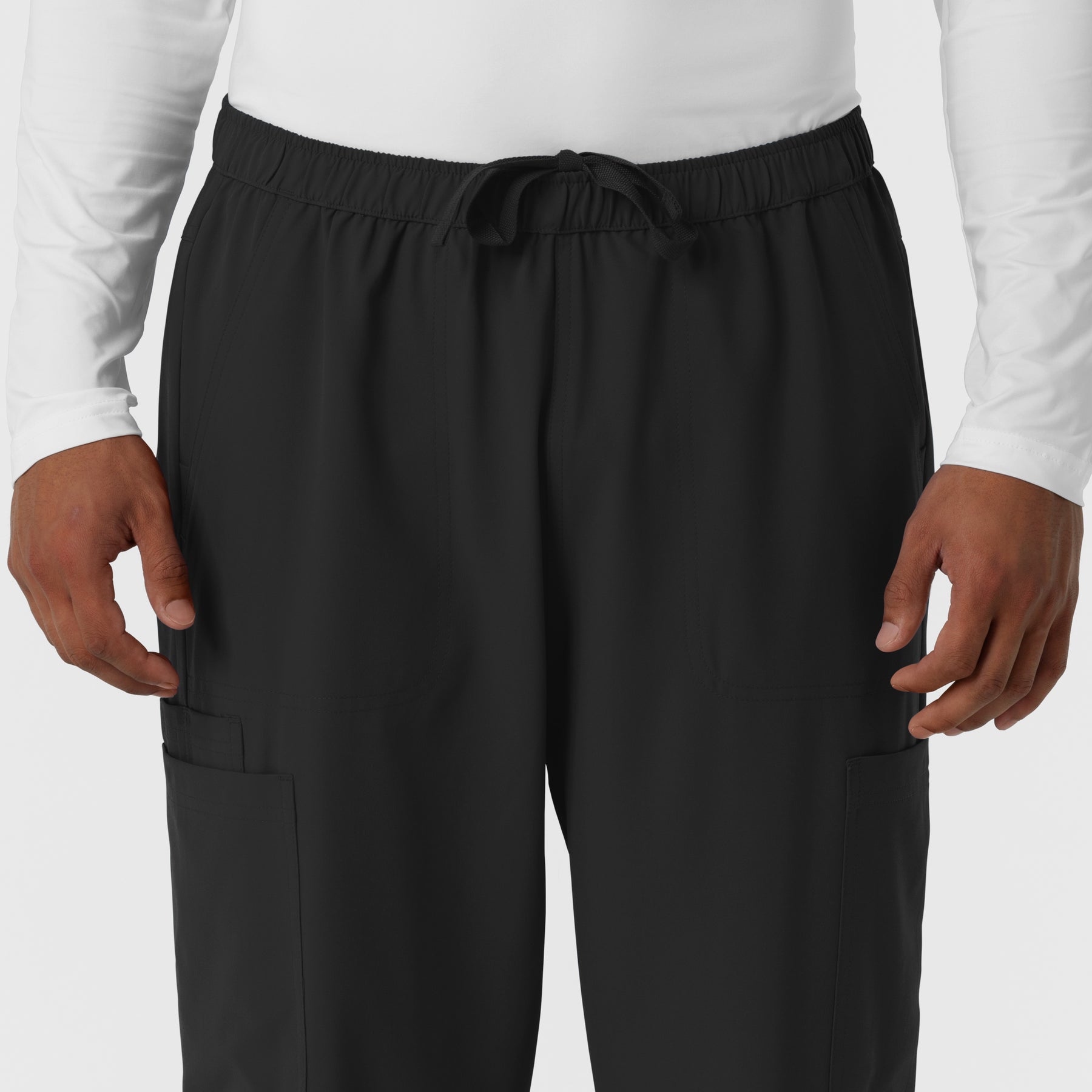 NURTUR Men's Straight Leg Cargo Scrub Pant Black side detail 1