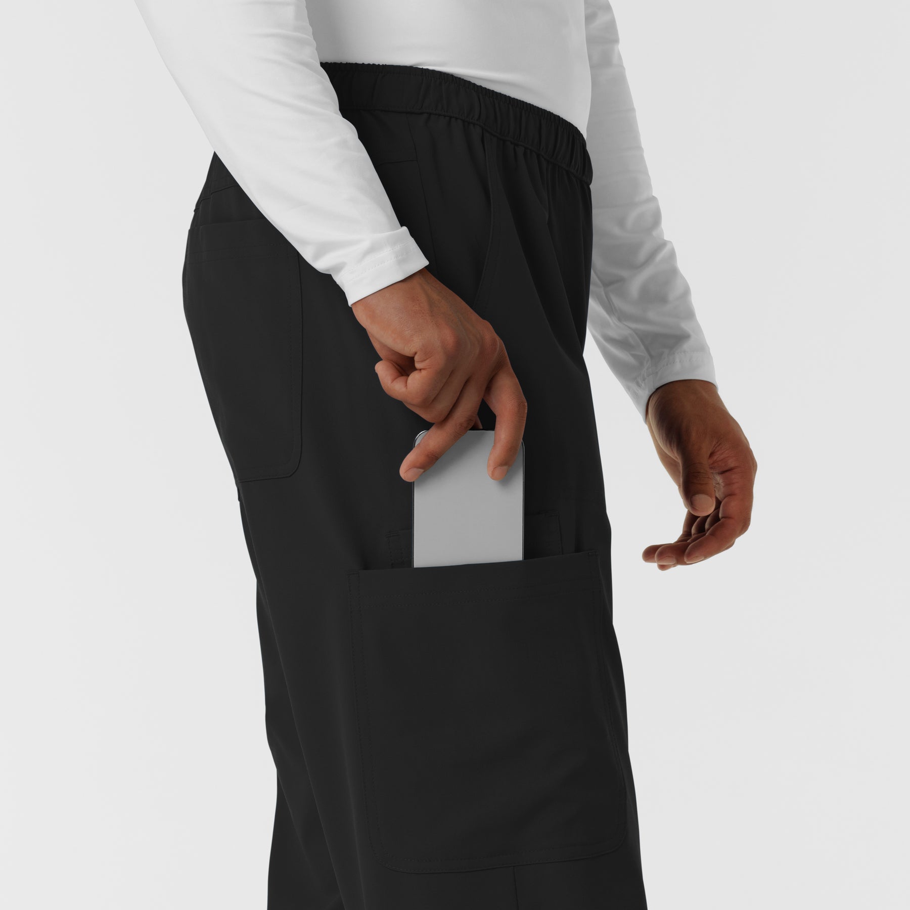 NURTUR Men's Straight Leg Cargo Scrub Pant Black hemline detail